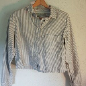 Everlane Cropped Striped Button-Up